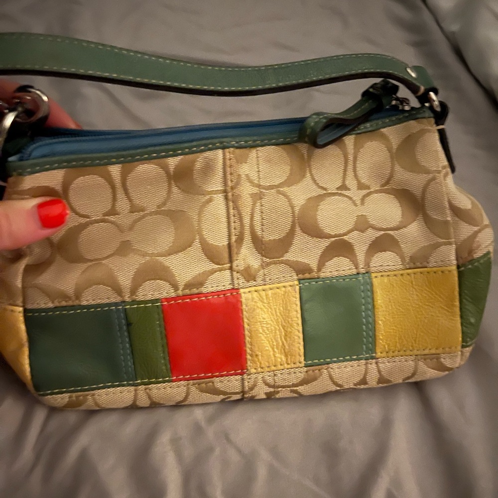 Small coach purse with multicolor patchwork